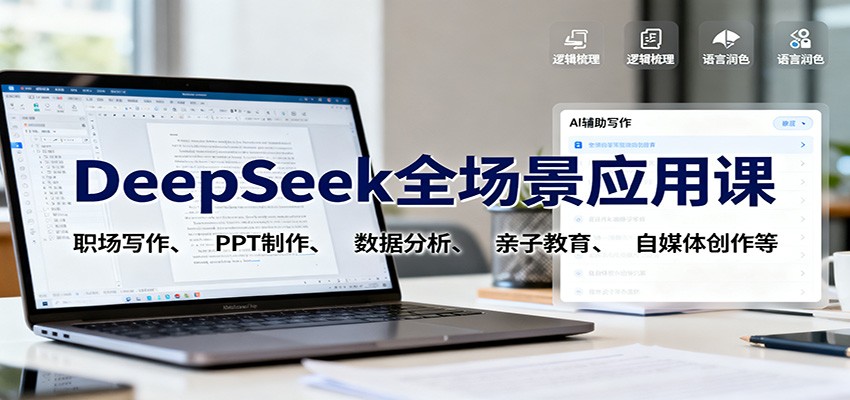 DeepSeek全场景应用课：职场写作、 PPT制作、数据分析、亲子教育、自媒体创作等-聚宝盆