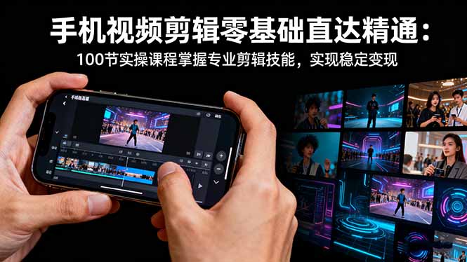 手机视频剪辑零基础直达精通：100节实操课程掌握专业剪辑技能，实现稳...-聚宝盆