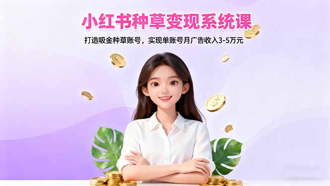 小红书种草变现系统课：打造吸金种草账号，实现单账号月广告收入3-5万元-聚宝盆