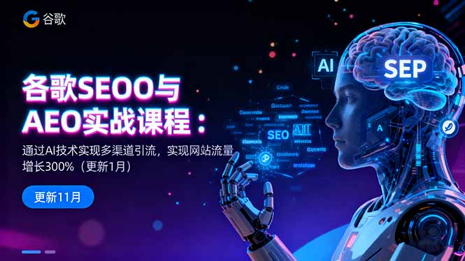 谷歌SEO与AEO实战课程：通过AI技术实现多渠道引流，实现网站流量增长300%-聚宝盆