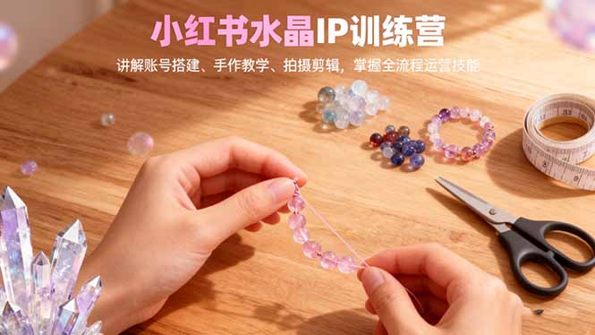 小红书水晶IP训练营，讲解账号搭建、手作教学、拍摄剪辑，全流程运营技能-聚宝盆