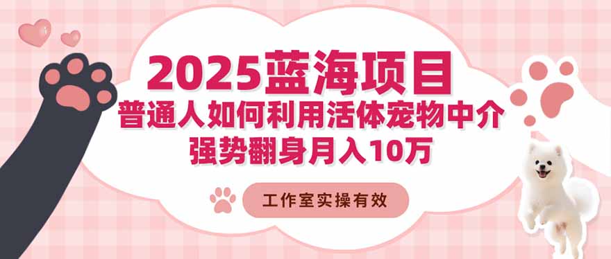 2025蓝海项目：普通人如何利用活体宠物中介，强势翻身月入10万-聚宝盆