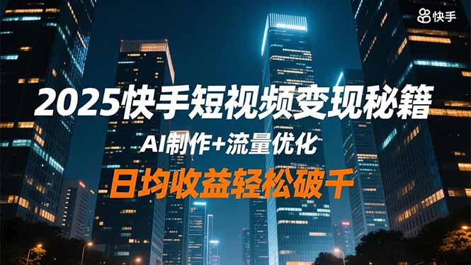2025快手短视频变现秘籍，AI制作+流量优化，日均收益轻松破千-聚宝盆