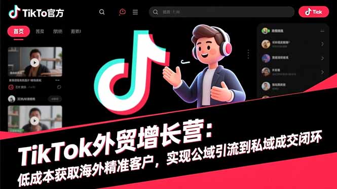 TikTok外贸增长营：低成本获取海外精准客户，实现公域引流到私域成交闭环-聚宝盆
