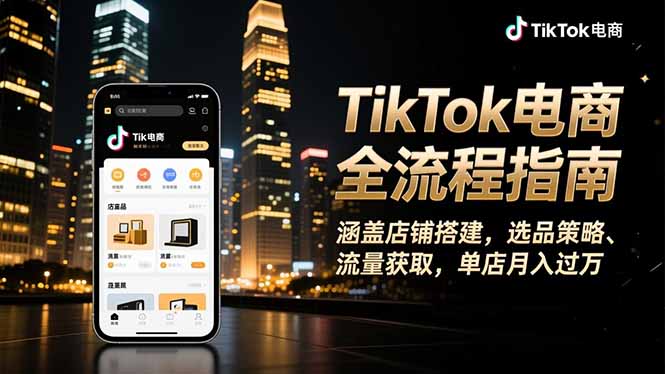 TikTok电商全流程指南，涵盖店铺搭建、选品策略、流量获取，单店月入过万-聚宝盆